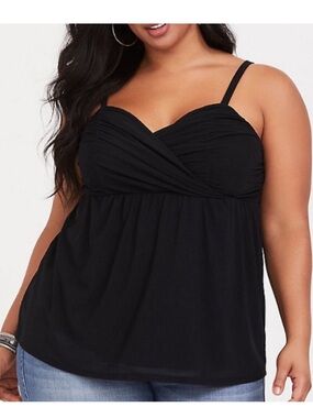 Torrid 1X Black Mesh Babydoll Cami Top